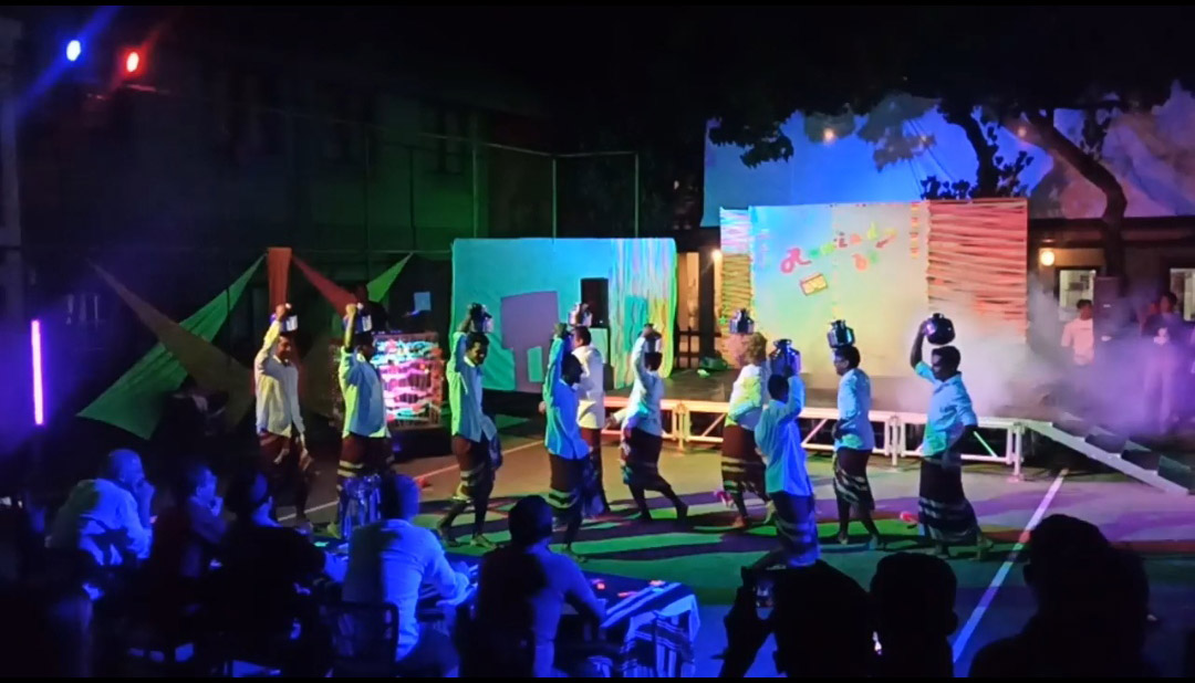 People dancing during competition on a resort in Maldives