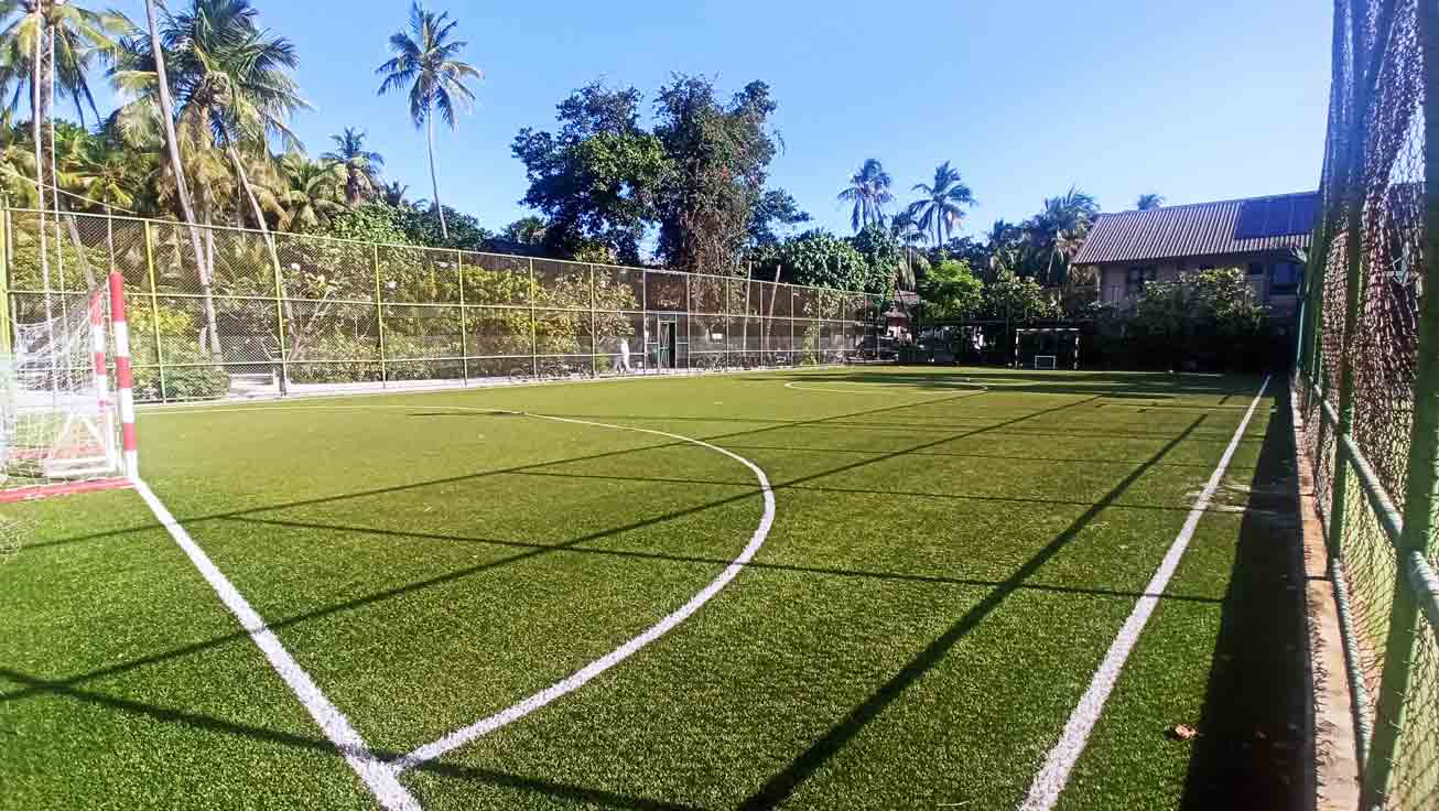 Football field on a resort in Maldives